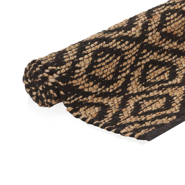 vidaXL Handgewebter Teppich Jute Stoff 120 x 180 cm Natur und Schwarz