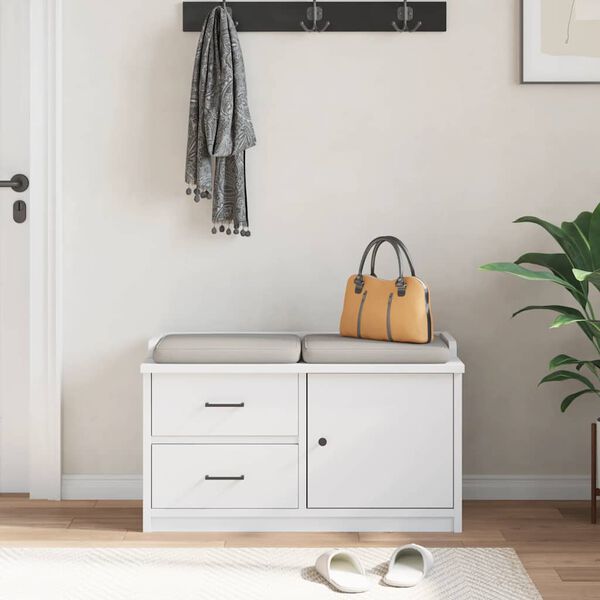 vidaXL Flurbank SANDNES Weiß 87x40x50 cm Massivholz Kiefer