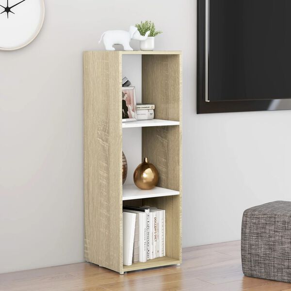 vidaXL TV-Schrank Wei&szlig; und Sonoma-Eiche 107x35x37 cm Holzwerkstoff