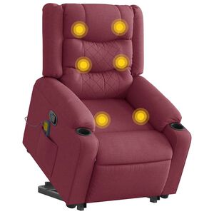 vidaXL Massagesessel mit Aufstehhilfe Weinrot Stoff