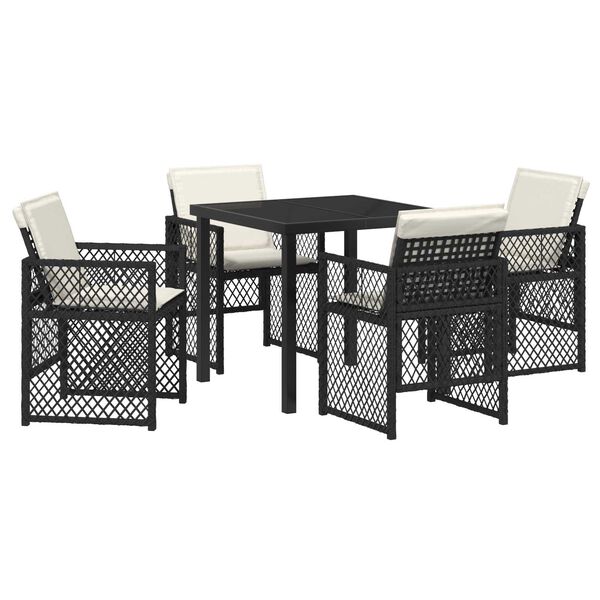 vidaXL Garten Essgruppe 5 pcs Schwarz Poly-Rattan