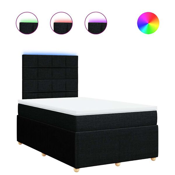 vidaXL Boxspringbett mit Matratze Schwarz 120x200 cm Stoff
