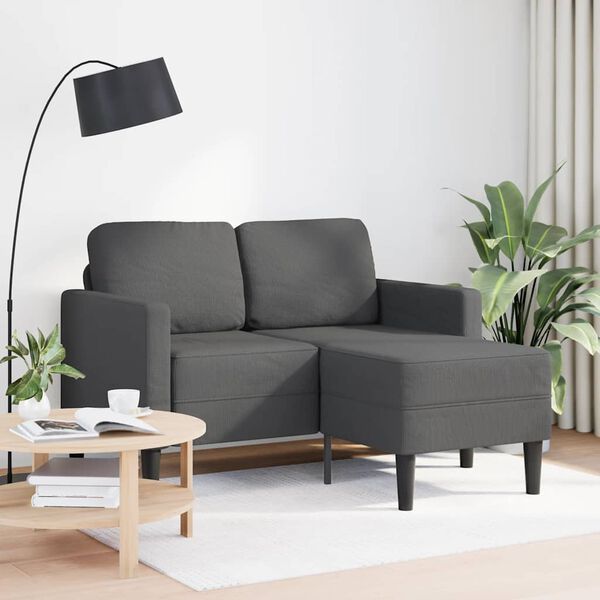 vidaXL 2-Sitzer-Sofa mit Chaiselongue L-f&ouml;rmig Dunkelgrau 125 cm Leinen