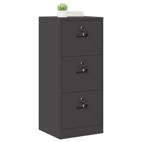 vidaXL Aktenschrank Schwarz 45,5 x 42 x 106,5 cm Kaltgewalzter Stahl