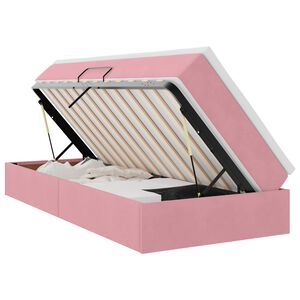 vidaXL Aufbewahrungsbett mit Matratze Rosa 90 x 190 cm Samt
