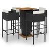 vidaXL 5-tlg. Gartenbar-Set mit Kissen Poly Rattan Schwarz