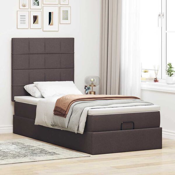 vidaXL Ottoman-Bett mit Matratze Dunkelbraun 80x200 cm Stoff