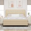 vidaXL Boxspringbett mit Matratze Creme 180 x 200 cm Stoff