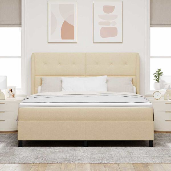 vidaXL Boxspringbett mit Matratze Creme 180 x 200 cm Stoff