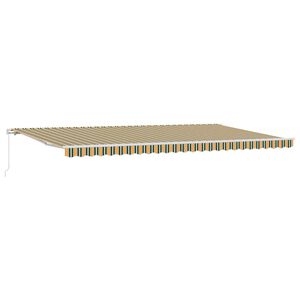 vidaXL Manuelle Markise 6 x 3 m Gr&uuml;n-gelb gestreift 100% Polyester