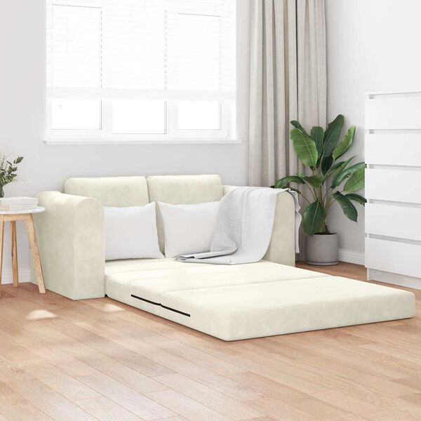 vidaXL Schlafsofa 60cm Creme Samt