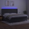 vidaXL Boxspringbett mit Matratze & LED Dunkelgrau 200x200 cm Samt