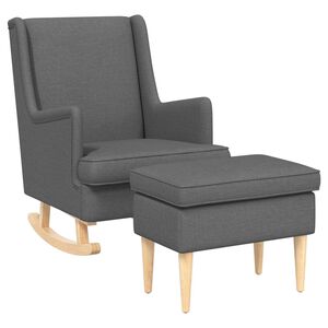 vidaXL Sessel mit Fu&szlig;hocker 2 stk. Dunkelgrau Stoff