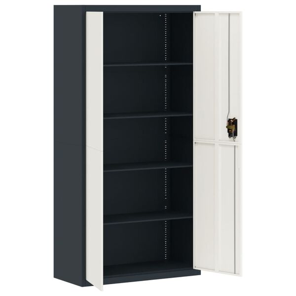 vidaXL Aktenschrank Anthrazit und Wei&szlig; 90x40x180 cm Stahl
