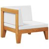 vidaXL Modular-Ecksofa mit Cremewei&szlig;en Kissen Akazie Massivholz