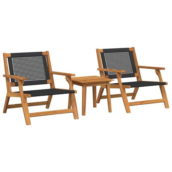 vidaXL Gartenst&uuml;hle mit Tisch 3 pcs Schwarz Massivholz Akazie