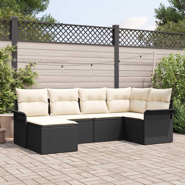vidaXL Gartensofa-set mit Speicher 6 pcs Schwarz Poly-Rattan