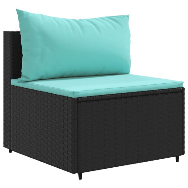 vidaXL 4-tlg. Garten-Lounge-Set mit Kissen Schwarz Poly Rattan