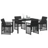 vidaXL Garten Essgruppe 5 pcs Schwarz Poly-Rattan