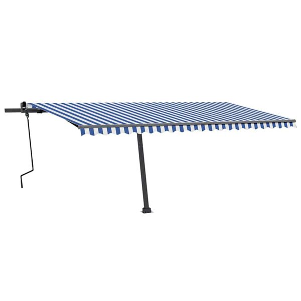 vidaXL Standmarkise Manuell Einziehbar 500x350 cm Blau/Wei&szlig;