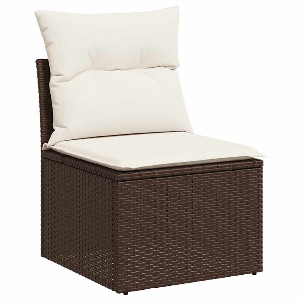 vidaXL 2-tlg. Garten-Sofagarnitur mit Kissen Braun Poly Rattan Akazie
