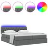 vidaXL Bett mit LED-Lichtleisten Dunkelgrau 180 x 200 cm Stoff