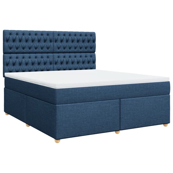 vidaXL Boxspringbett mit Matratze Blau 180x200 cm Stoff