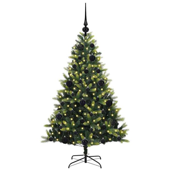 vidaXL K&uuml;nstlicher geflammter Weihnachtsbaum 150 LEDs Gr&uuml;n 120 cm