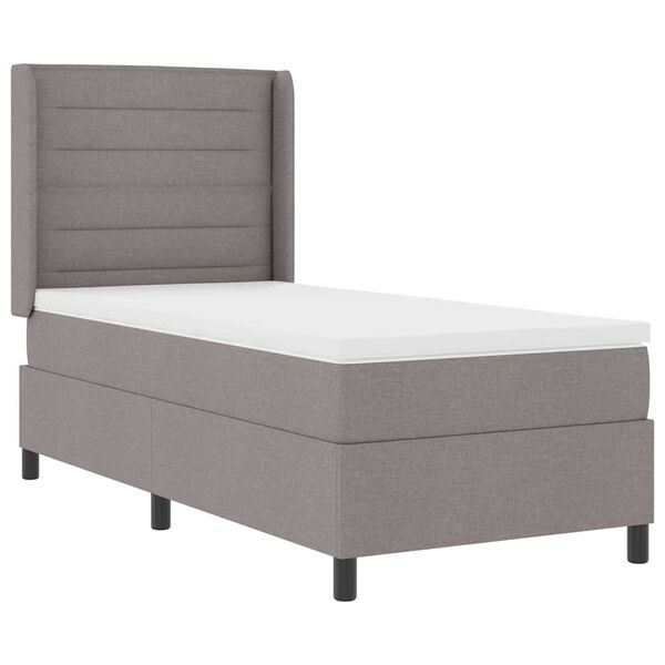 vidaXL LED Boxspringbett mit Matratze Taupe 90 x 200 cm Stoff
