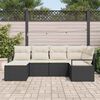vidaXL Garten-Sofa-Set mit Kissen mit Speicher 6 pcs Schwarz und Creme