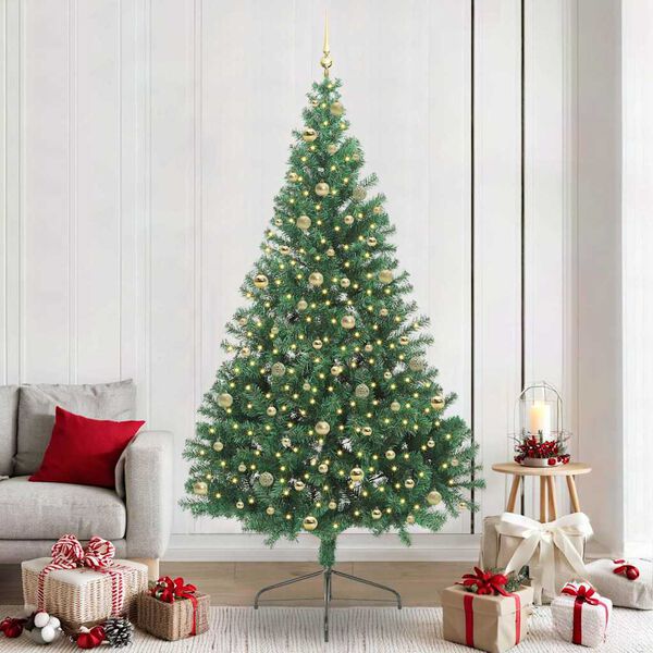vidaXL K&uuml;nstlicher vorbeleuchteter Weihnachtsbaum Gr&uuml;n 240 cm PVC