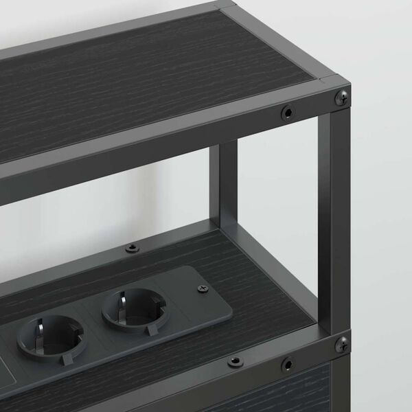 vidaXL Stauraum-Kopfteil Schwarz Eichen-Optik 180 cm Holzwerkstoff