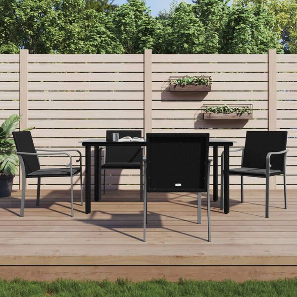 vidaXL 5-tlg. Garten-Essgruppe mit Kissen Poly Rattan und Stahl