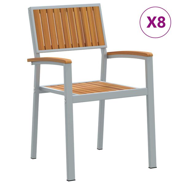vidaXL Stapelstuhl 8 pcs Braun 56 x 57 x 87 cm Massivholz Akazie