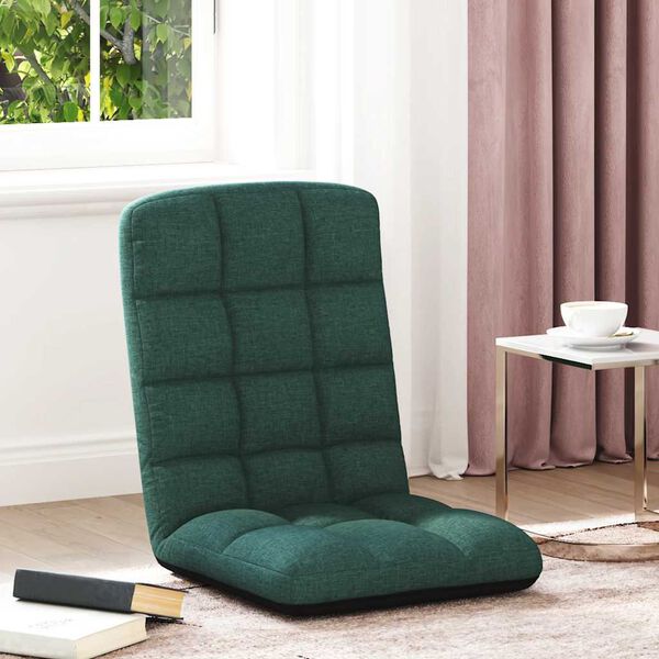 vidaXL Bodenstuhl Faltbar Dunkelgr&uuml;n 71x51x62 cm Stoff