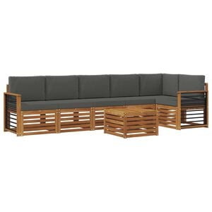 vidaXL Outdoor-Sofagarnitur 7 stk. Natur und Anthrazit Polyester