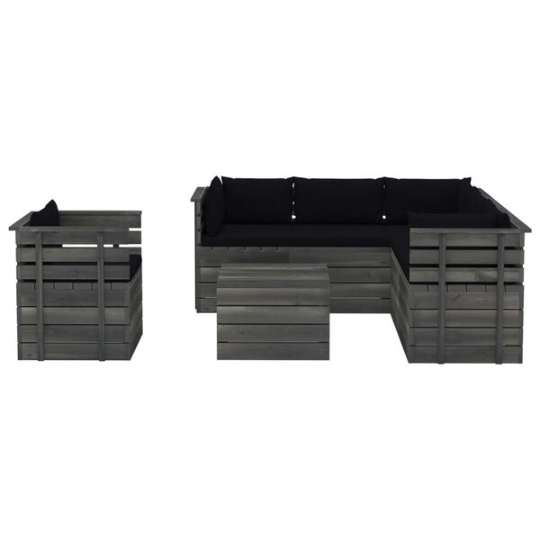 vidaXL 7-tlg. Garten-Sofagarnitur aus Paletten mit Kissen Kiefernholz