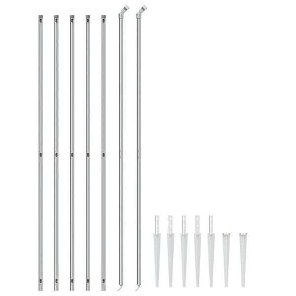 vidaXL Maschendrahtzaun mit Bodenh&uuml;lsen Silbern 1,6x10 m