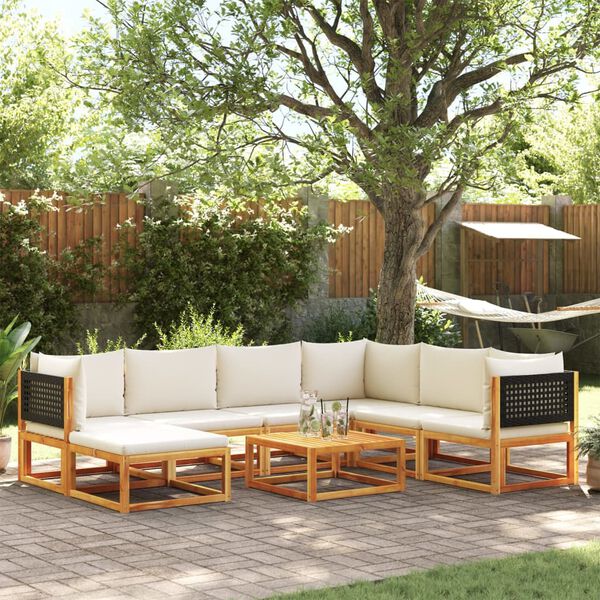 vidaXL 8-tlg. Gartensofa-Set mit Kissen Holz Akazie & Rattan