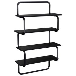 vidaXL 4-stufiges Wandregal Schwarz Eichen-Optik 80 x 24,5 x 104 cm