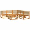 vidaXL 6-tlg. Gartensofa-Set mit Kissen Holz Akazie & Seil