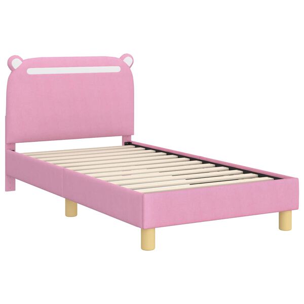 vidaXL Kinderbettgestell mit Kopfteil Rosa 80 x 160 cm Stoff