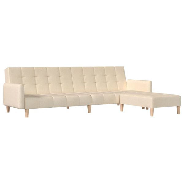 vidaXL Schlafsofa 2-Sitzer mit Fu&szlig;hocker Creme Stoff