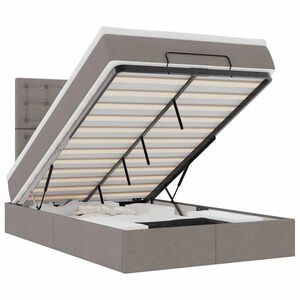 vidaXL Ottoman-Bett mit Matratze & LEDs Taupe 120x190 cm Stoff