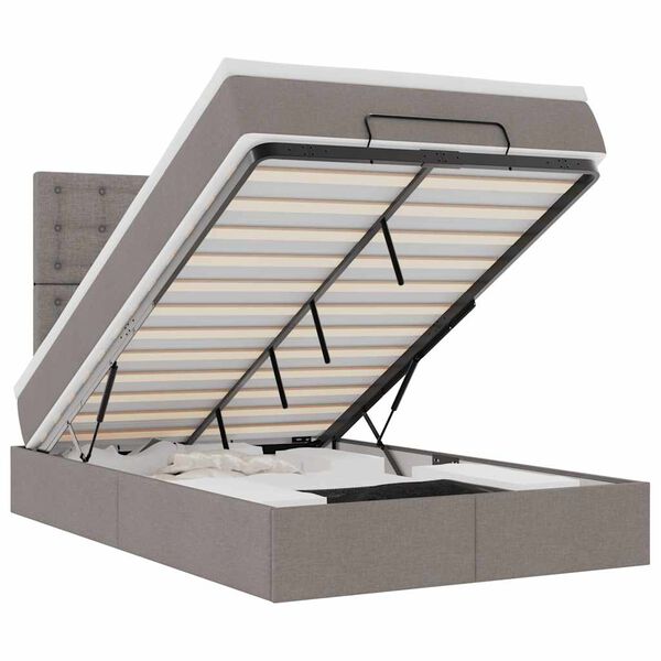 vidaXL Ottoman-Bett mit Matratze & LEDs Taupe 120x190 cm Stoff