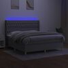 vidaXL Boxspringbett mit Matratze & LED Hellgrau 180x200 cm Stoff