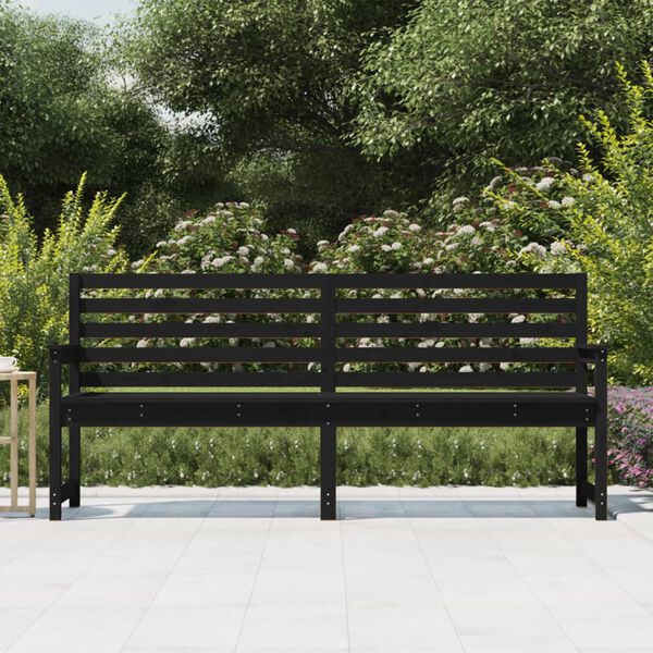 vidaXL Gartenbank Schwarz 203,5x48x91,5 cm Massivholz Kiefer