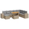 vidaXL 9-tlg. Garten-Sofagarnitur mit Kissen Grau Poly Rattan Akazie