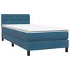 vidaXL Boxspringbett mit Matratze & LED Dunkelblau 90x220 cm Samt