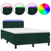vidaXL Boxspringbett mit Matratze & LED Dunkelgr&uuml;n 120x190 cm Samt